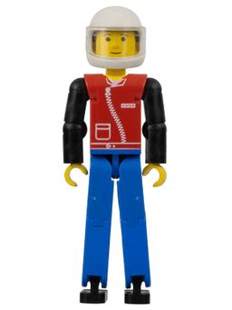 LEGO Technic Figure Blue Legs Red Top with Zipper Black Hair (tech031a) minifigure