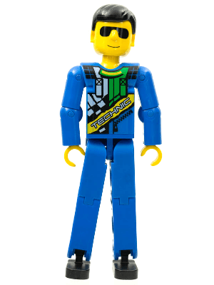 LEGO Technic Figure Blue Legs Blue Top with Technic Logo Black Hair and Sunglasses (tech033) LEGO Minifigure