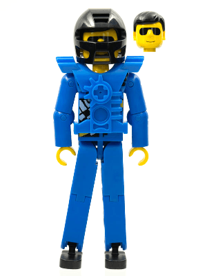 LEGO Technic Figure Blue Legs Blue Top with Chest Plate Black Hair (tech033a) LEGO Minifigure