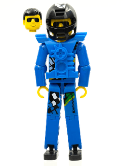 LEGO Technic Figure Blue Legs Blue Top with Chest Plate Black Hair (tech033as) minifigure