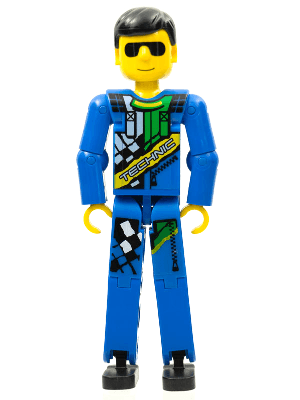 LEGO Technic Figure Blue Legs Blue Top with Technic Logo Black Hair and Sunglasses (tech033s) LEGO Minifigure