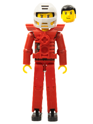 LEGO Technic Figure Red Legs Red Top with Chest Plate Black Hair (tech034a) LEGO Minifigure