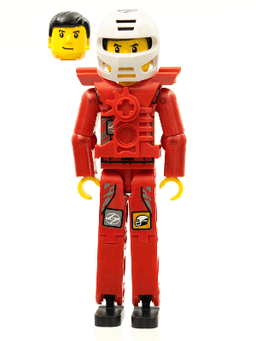 LEGO Technic Figure Red Legs Red Top with Chest Plate Black Hair (tech034as) minifigure