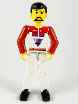 LEGO Technic Figure White Legs White Top with Red Vest Black Hair (tech036) minifigure