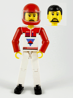 LEGO Technic Figure White Legs White Top with Red Vest Black Hair (tech036a) LEGO Minifigure