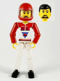 LEGO Technic Figure White Legs White Top with Red Vest Black Hair (tech036a) minifigure
