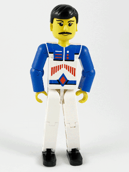 LEGO Technic Figure White Legs White Top with Red Arrow-Type Stripes Pattern (tech037) minifigure