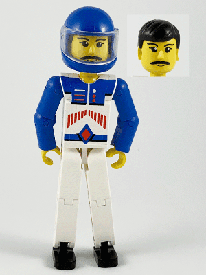 LEGO Technic Figure White Legs White Top with Red Arrow-Type Stripes Pattern (tech037a) LEGO Minifigure