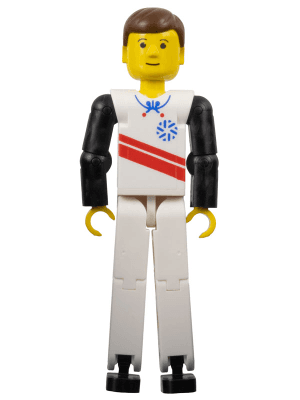 LEGO Technic Figure White Legs White Top with Red Stripes Pattern (tech039) LEGO Minifigure