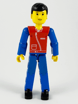 LEGO Technic Figure Blue Legs Red Top with Zipper Black Hair (tech040) minifigure
