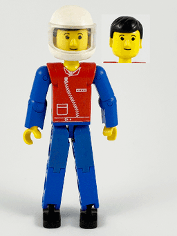 LEGO Technic Figure Blue Legs Red Top with Zipper Black Hair (tech040a) minifigure