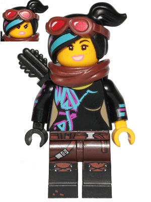 Lucy Wyldstyle with Black Quiver, Reddish Brown Scarf and Goggles, Open Mouth Smile / Angry