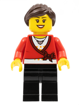 LEGO LEGO Brand Store Female Sweater Cropped with Bow Heart Necklace Dark Brown Hair with Ponytail (tls088a) minifigure