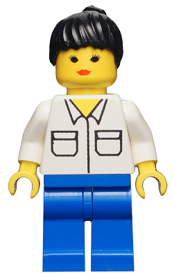 LEGO Shirt with 2 Pockets Black Ponytail Hair (trn005) minifigure
