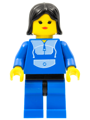 LEGO Jogging Suit Black Female Hair (trn014) Town / City Minifigure