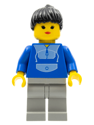 LEGO Jogging Suit Black Ponytail Hair (trn015) Town / City Minifigure