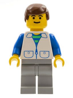 Suit with 2 Pockets White - Light Gray Legs, Brown Male Hair