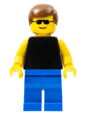 LEGO Plain Black Torso with Yellow Arms Sunglasses Brown Male Hair (trn034) Town / City Minifigure