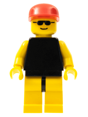 LEGO Plain Black Torso with Yellow Arms Sunglasses Red Cap (trn037) Town / City Minifigure