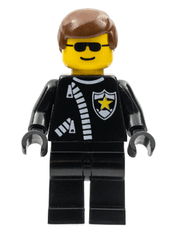 Police - Zipper with Sheriff Star, Brown Male Hair