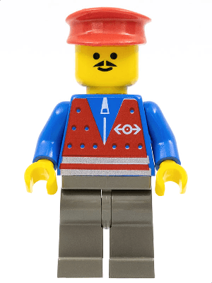 LEGO Red Vest and Zipper (trn080) Trains Minifigure