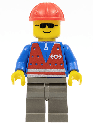 LEGO Red Vest and Zipper (trn081) Trains Minifigure