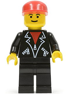 Leather Jacket with Zippers - Black Legs, Red Cap