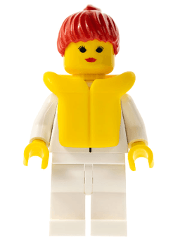 LEGO Shirt with 2 Pockets Red Ponytail Hair Life Jacket (trn092) minifigure