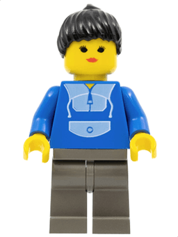 LEGO Jogging Suit Black Ponytail Hair (trn103) minifigure