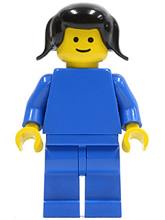 LEGO Plain Blue Torso with Blue Arms Black Pigtails Hair (trn110) Town / City Minifigure