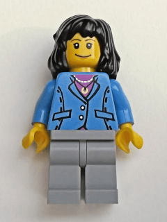 LEGO Medium Blue Jacket Black Mid-Length Female Hair (trn125) Town / City Minifigure