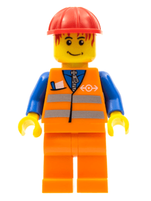 LEGO Orange Vest with Safety Stripes (trn130) Trains Minifigure