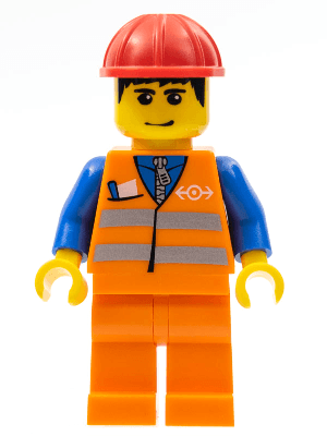 LEGO Orange Vest with Safety Stripes (trn132) Trains Minifigure