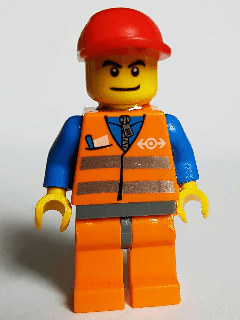 LEGO Orange Vest with Safety Stripes (trn152) Trains Minifigure