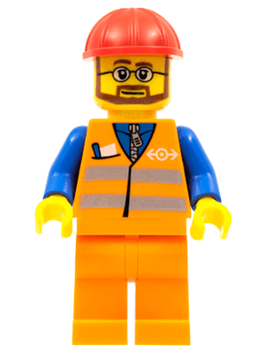 LEGO Orange Vest with Safety Stripes (trn224) Trains Minifigure