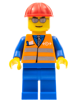 LEGO Orange Vest with Safety Stripes (trn225) Trains Minifigure