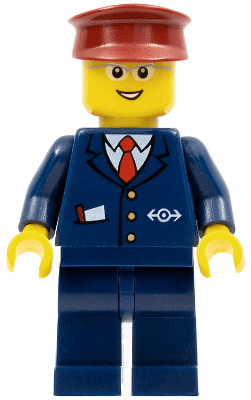 Steward - Dark Blue Suit with Train Logo, Dark Blue Legs, Dark Red Hat, Glasses