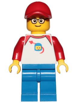 Man - Classic Space Shirt with Red Sleeves, Blue Legs, Red Cap