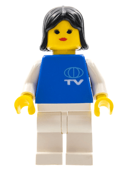 LEGO TV Logo Small Pattern Black Female Hair (tv001) minifigure