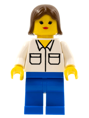 LEGO Shirt with 2 Pockets Brown Female Hair (twn001) Town / City Minifigure