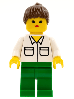 LEGO Shirt with 2 Pockets Brown Ponytail Hair (twn014) minifigure
