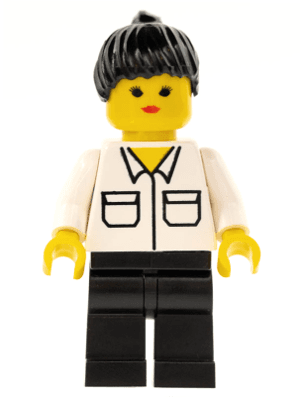 LEGO Shirt with 2 Pockets Black Ponytail Hair (twn016) Town / City Minifigure