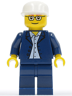 LEGO Dark Blue Jacket Light Blue Shirt Square Glasses White Cap (twn023) minifigure