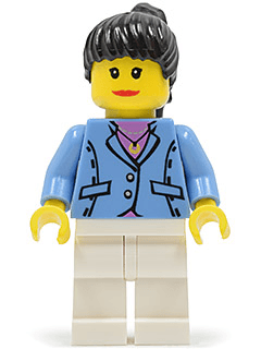 LEGO Medium Blue Jacket Black Ponytail Hair (twn024) minifigure