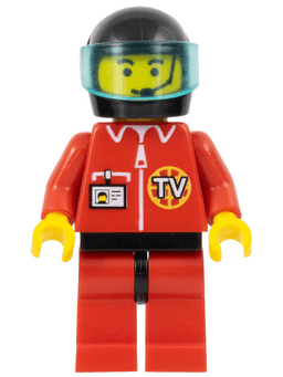 LEGO TV Logo in Globe on Red Jacket Headset Pattern (twn025) minifigure
