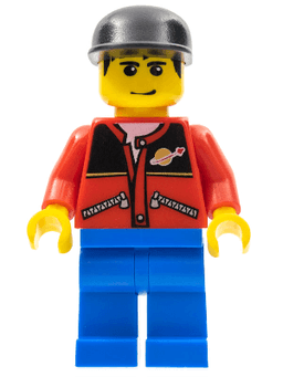 LEGO Red Jacket with Zipper Pockets and Classic Space Logo Black Cap (twn027) minifigure