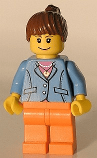 LEGO Medium Blue Jacket Reddish Brown Ponytail Hair (twn029) minifigure