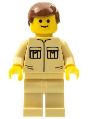 LEGO Shirt with 2 Pockets No Collar Reddish Brown Male Hair (twn030) Town / City Minifigure