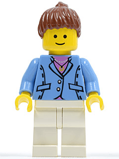 LEGO Medium Blue Jacket Reddish Brown Ponytail Hair (twn031) minifigure