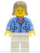 Medium Blue Jacket, White Legs, Dark Tan Female Hair